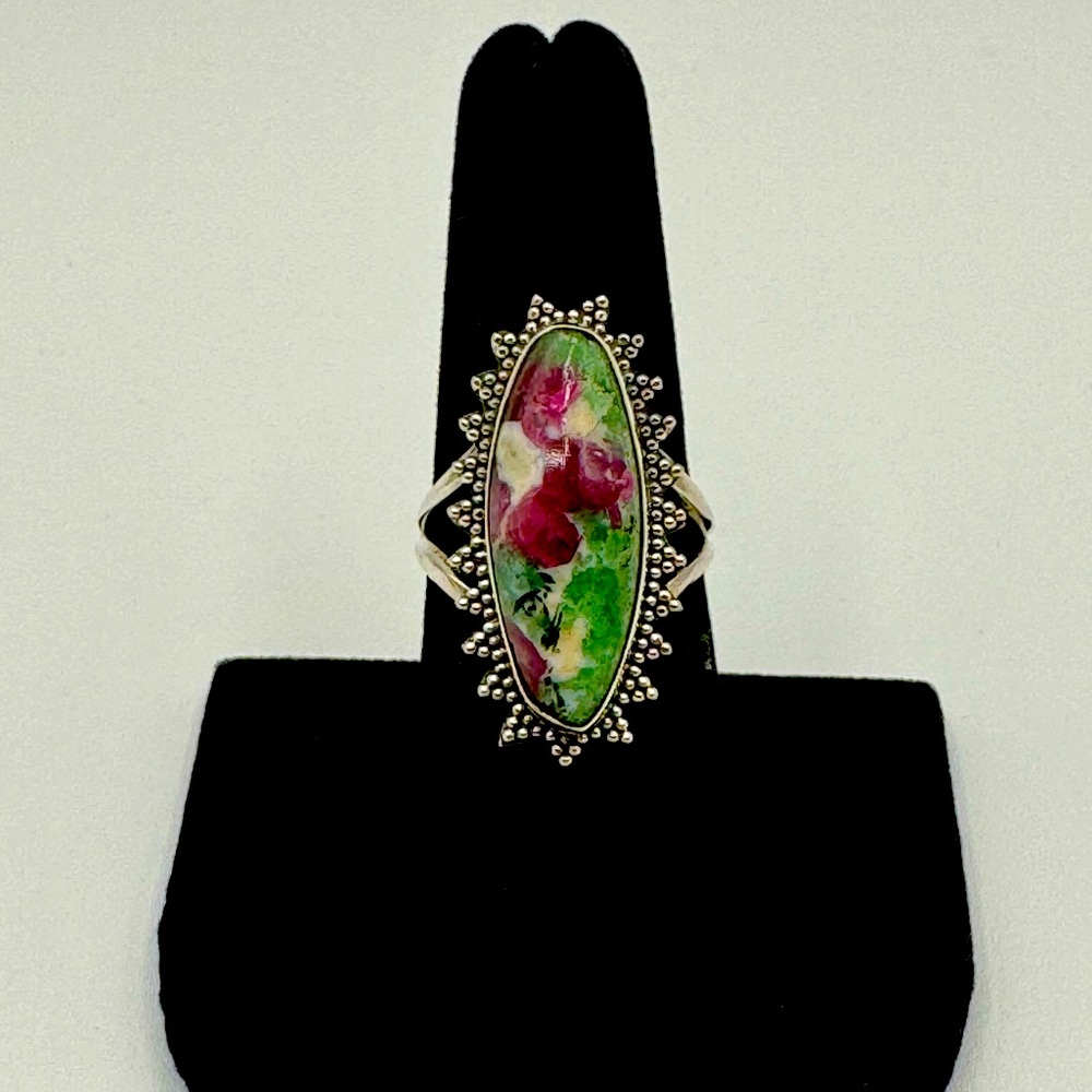 925 Ruby Fuchsite ring. Size 6.75